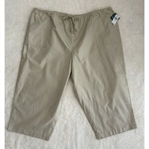 Eddie Bauer Women's Sunwashed Canvas Crop Pull-On Pants Costal Tan Pockets Sz 3X